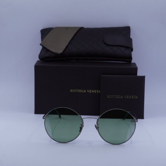 Bottega Veneta BV0246S 004 Round Sunglasses - Silver \\ Green main image 8